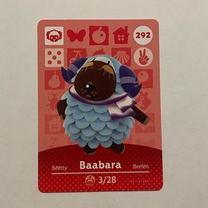 Animal Crossing Amiibo Card 292 Baabara